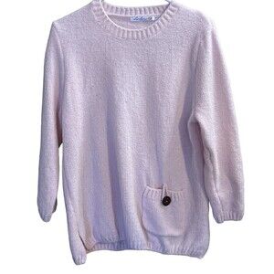 𝅺lulu B Fleece Sweater Womens Medium Pink Pocket Lightweight Pullover Casual